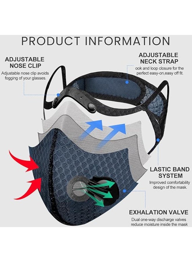 ٦ كمامات غبار قابلة للتنفس وقابلة لإعادة الاستخدام مع ١٢ فلتر فحم نشط لأعمال النجارة - Image 3